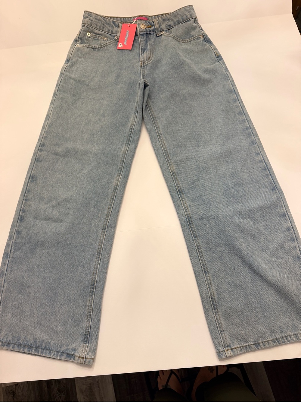 Edikted Wide Leg Jeans XS Light Blue Wash NWT